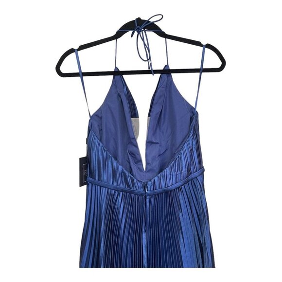 Mac Duggal Plunge Neck Cross Back Pleated Maxi Dress Formal Gown NWT 4939 - Picture 6 of 11